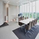 Office with iQ PRO Melamine closed partition with wood structure melamine panels