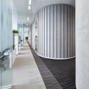 Glass corner with a single and double glass wall.