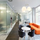 Offices made of double glass partition wall with high acoustic values.