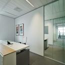 Office divided walls are partial made of double glass and closed wall.