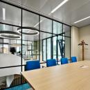 Safety glass in the meeting room this prevents people from falling down through the glass