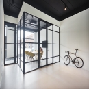 Industrial look glass wall