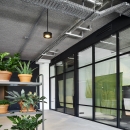 Old fashion industrial look glass office walls with double glass