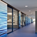 Laboratory rooms with single glass partition wall 