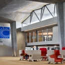 Double glass partition walls at first floor near the atrium at Atlas TU/e