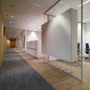 Glass walls with integrated cabinets