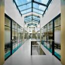 Corridor on the first floor with safety glass on the right