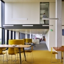 Tenth floor, combination closed wall with glass element on intermediate floor
