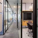 Corridor with glass partitions 