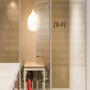 Full glass partitions wall with text design film added