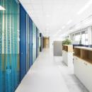 Singel glass partitions walls with HPL doors