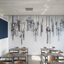 Gesloten systeemwand in klaslokaal