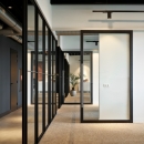 Multiple glass partition and sliding door