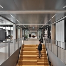 Fire resistant glass wall with double doors at Floating Office in Rotterdam.