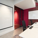 Aluminum glass partition with framed door.