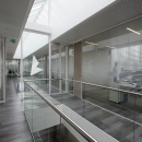 Glass office walls on the first floor