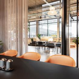 Inside a meeting room with glass partition