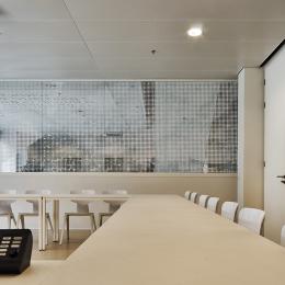 Small collage room with single glass partition walls an HPL door