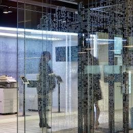 Vector pattern foil added to the glass office wall