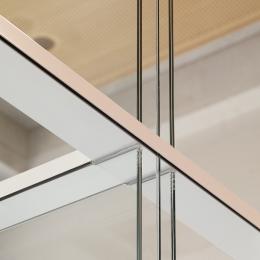 T-connection of a extra high demountable glass wall made of aluminum profiles and double glass