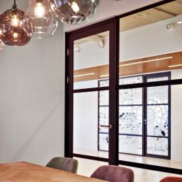 Old fashion industrial look glass walls at Pure Energie in Enschede, the Netherlands