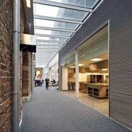 New  and old walls with glass partitions