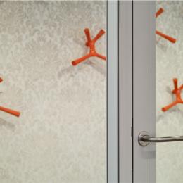 Close up of a doorframe DKR and framed door KDD, both with double glass