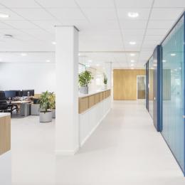 Blue colored system walls glass
