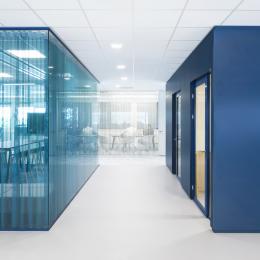 Glass box conversation room and phone boxes