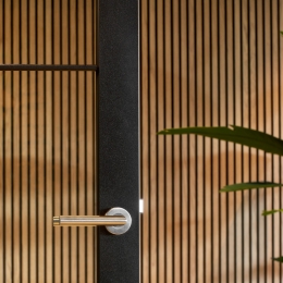 Detail KDEC framed door in a Route 66 Bright configuration