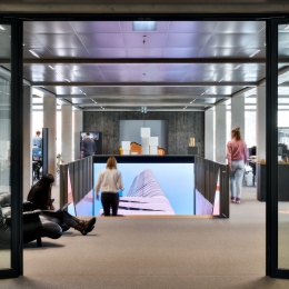 Fire resistant glass wall EW60 at Floating Office in Rotterdam.