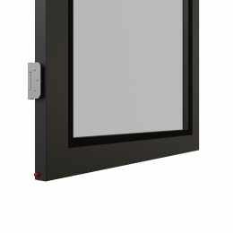 KDD75F aluminum framed flush door with double glass.