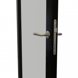 KDD75F aluminum framed flush door with double glass.