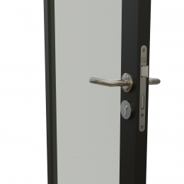 KDET aluminum framed  door with single glass and single seals.