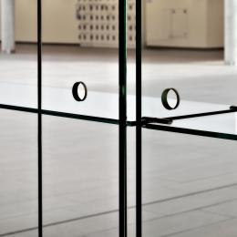Full glass cabinet against an IQ Single partition wall