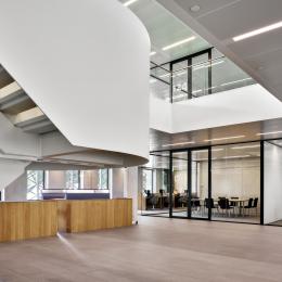 Single glass office partition