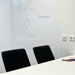 White board panels in partition wall