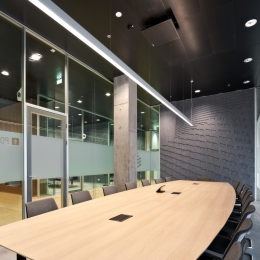 4 meter high full glass partitions with full flush doors