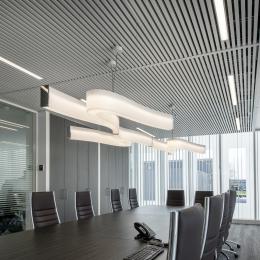 Boardroom with single and double glass walls