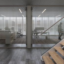 Corridor / office dividing partitions wall made with vector striping