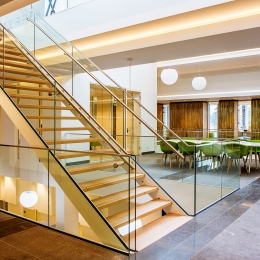 Balustrade glass for mounting on side of a floor or stairs