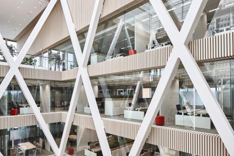 Atrium with QbiQ Safety Glass partition to prevent people falling through