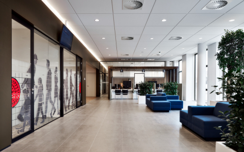 Glass walls in the entrence hall Townhall of Leusden