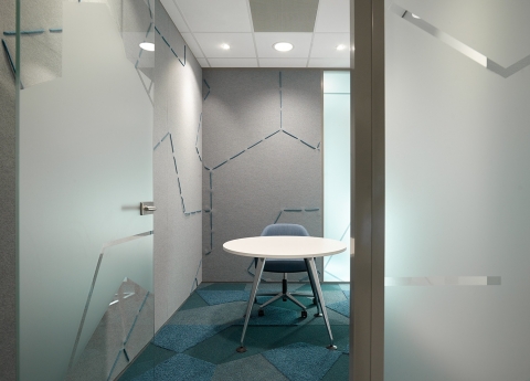 Office partition with textile added 