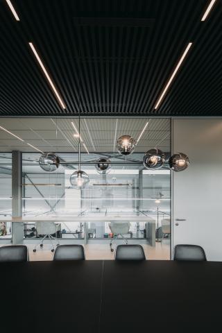 Board room with single glass partition an HPL door