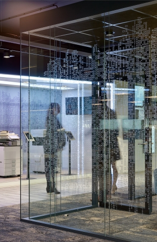 Vector pattern foil added to the glass office wall