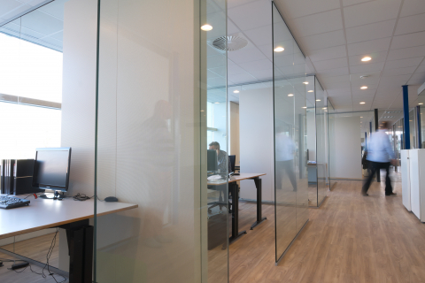 Office with sound absorbing panels