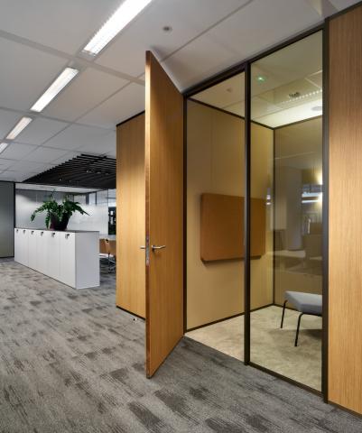 Concentration room made of melamine panels and glass