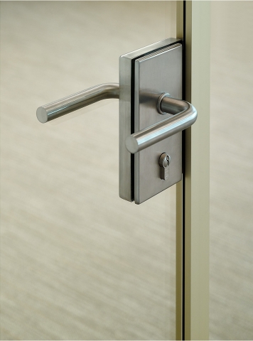 Detail of a glass door lock