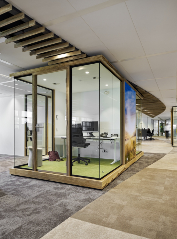Concentration room made of wood and glass